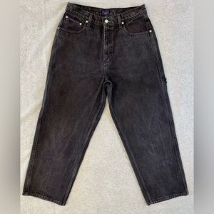 Vintage TOMMY HILFIGER Black Jeans Wide Leg Baggy Carpenter Men’s 33 x30